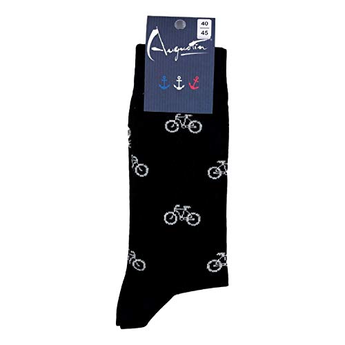 Augustin calcetines con patrón de bicicleta - 40/45 (Talla hombre), Negro