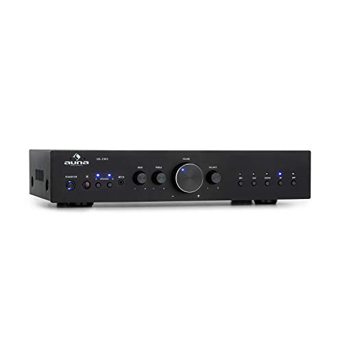 AUNA AV2-CD608BT - Amplificador Audio HiFi Bluetooth estéreo, Potencia de Salida Media de 4 x 100 W, Entrada Digital optica y 4 RCA, Mando a Distancia por Infrarrojos, Negro