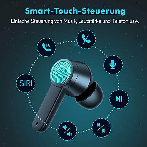 Auriculares Bluetooth, Auriculares inalámbricos in-Ear, Control Táctil con Micrófono, Cancelación de Ruido, IPX7, Resistente al Agua, 42 Horas de Reproducción, Auriculares Actualización para Ordenador