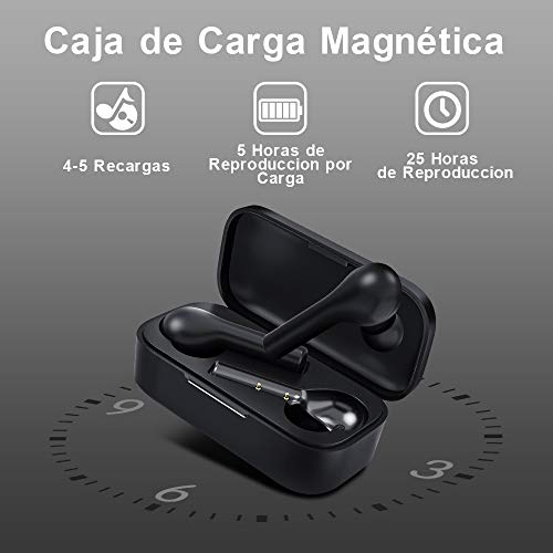 Auriculares Bluetooth, HOMSCAM Auriculares Inalámbricos Bluetooth 5.0 HiFi Mini Estéreo In-Ear Auriculares Impermeable, Micrófono Incorporado, Control Táctil, Modo de Juego, Reproducción de 4-5 Horas