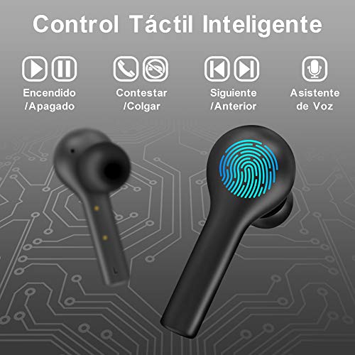 Auriculares Bluetooth, HOMSCAM Auriculares Inalámbricos Bluetooth 5.0 HiFi Mini Estéreo In-Ear Auriculares Impermeable, Micrófono Incorporado, Control Táctil, Modo de Juego, Reproducción de 4-5 Horas