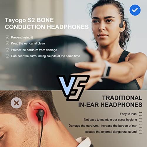 Auriculares De Conducción ósea, Bluetooth 5.0 Conducción ósea Inalámbrica para Correr, Andar En Bicicleta, Correr-Azul