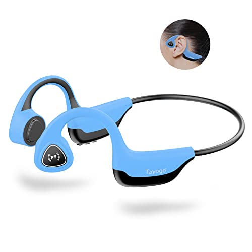 Auriculares De Conducción ósea, Bluetooth 5.0 Conducción ósea Inalámbrica para Correr, Andar En Bicicleta, Correr-Azul