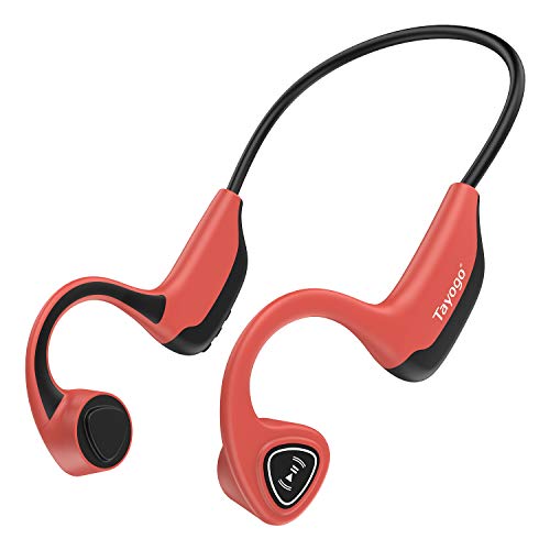 Auriculares De Conducción ósea, Bluetooth 5.0 Conducción ósea Inalámbrica para Correr, Andar En Bicicleta, Correr-Rojo