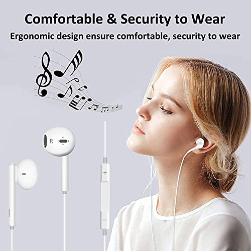 Auriculares In Ear para iPhone, Auriculares con Aislamiento de Ruido Soporte Control de Volumen de Llamadas Compatible con iPhone 7/8/11/XS/XR/X/7 Plus/Soporta Todo el Sistema iOS (Blanco)