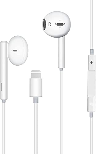 Auriculares In Ear para iPhone, Auriculares con Aislamiento de Ruido Soporte Control de Volumen de Llamadas Compatible con iPhone 7/8/11/XS/XR/X/7 Plus/Soporta Todo el Sistema iOS (Blanco)