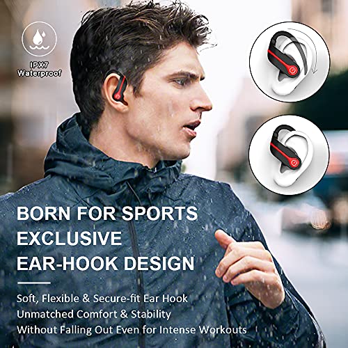 Auriculares Inalambricos Deportivos, Auriculares Bluetooth 5.1 IP7 Impermeable Cascos Inalambricos con Mic, 40H Estéreo Cancelación de Ruido, Carga Rápida USB-C, In-Ear Auriculares Deporte/Running