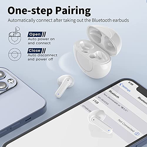 Auriculares Inalámbricos, Doubc Auriculares Bluetooth 5.1 con Micrófono Cascos Inalambricos CVC8.0 Cancelación de Ruido Mini Twins Auriculares In-Ear HiFi Wirless Earbuds 24 Horas USB-C Caja de Carga