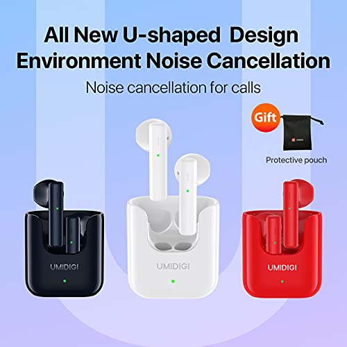 Auriculares Inalámbricos, UMIDIGI AirBuds U Auriculares Bluetooth 5.1, Auriculares Internos Control Táctil Wireless Earphones Deportivos Tiempo de Reproducción de 24h con Caja de Carga (Blanco)