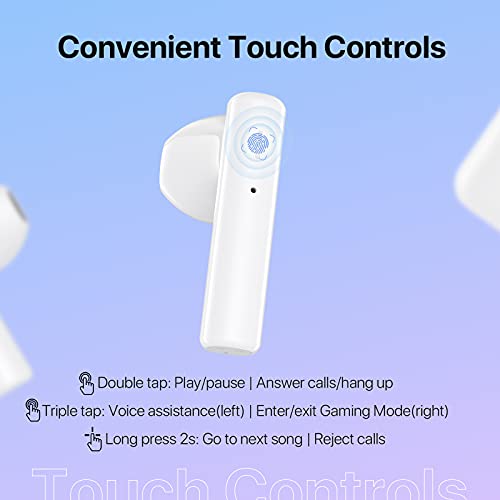Auriculares Inalámbricos, UMIDIGI AirBuds U Auriculares Bluetooth 5.1, Auriculares Internos Control Táctil Wireless Earphones Deportivos Tiempo de Reproducción de 24h con Caja de Carga (Blanco)