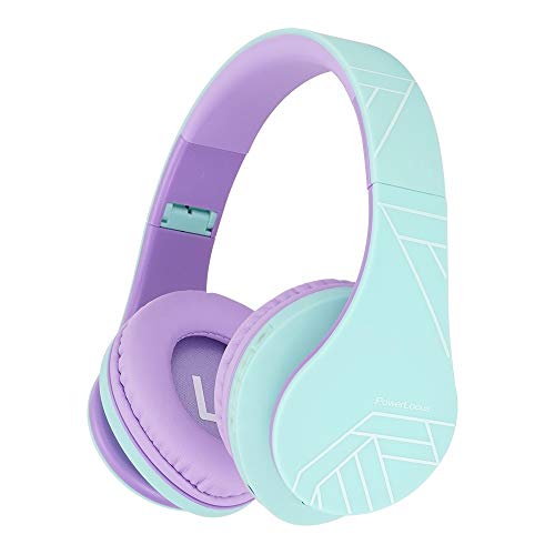 Auriculares para niños, PowerLocus Auriculares Bluetooth para niños, con 85DB Volumen Limitado, Auriculares Plegable con micrófono, Micro SD Slot, Auriculares Inalámbricos y con Cable, con Estuche