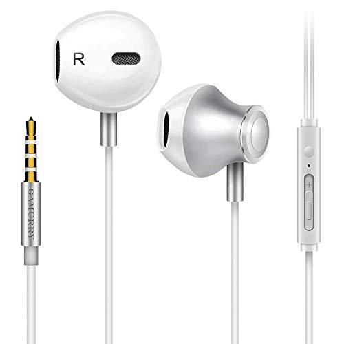 Auriculares,Auriculares con micrófono, Sistema de cancelación de Ruido y Sonido Envolvente. Compatibles con Android y PC (Blanco)