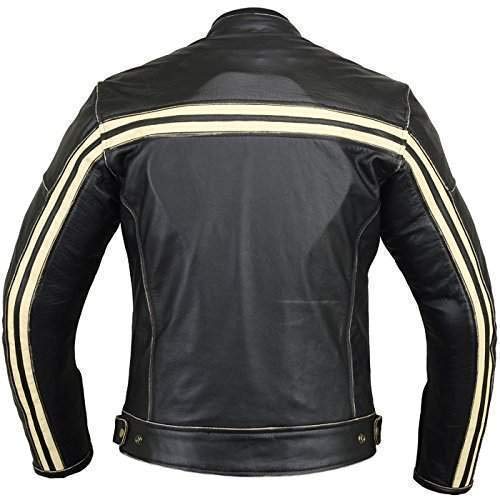 Australian Bikers Gear Retro Style 'The Bonnie' - Chaqueta de moto, Negro / Blanco, M