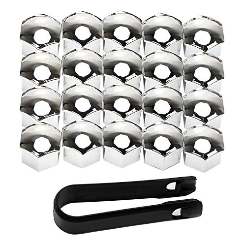 AutOcean Tapa de Tuerca de Rueda Plata 21 m / 19 mm / 17 m Tapones de Tuerca de Rueda de Coche Perno de Cubierta de Tornillo de Cubo, para Ford C-MAX Flex B-MAX Atlas Five FG F-350 F-250 E-Series