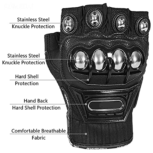 Autodefensa Guantes Moto, Guantes de Boxeo con Puño Americano Acero Real Protector Escudo, Defensa Personal Sin Dedos Guantes Bicicleta Montaña para Moto Verano Ciclismo MTB Tacticos Motocross,Negro,M