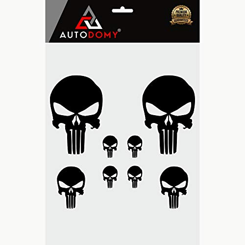 Autodomy Pegatinas Calavera Pack 8 Unidades para Coche o Moto (Negro)