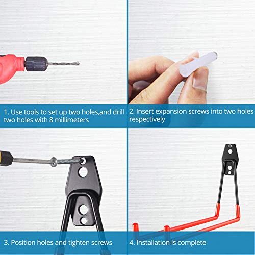 AUTOUTLET 4X Práctico Gancho Doble, Almacenamiento de Garaje de Acero empaquetado, Soporte de Cubo de Alta Resistencia para artículos a Granel, Bicicletas, Cuerdas, escaleras, etc.