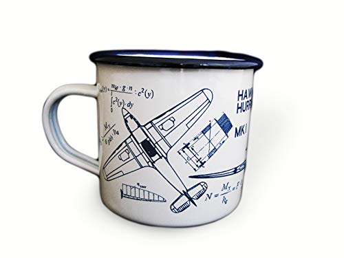 Avión Avión Avión Hawker Hurricane Militar Blanco Azul Esmalte Taza OK Goods (1)