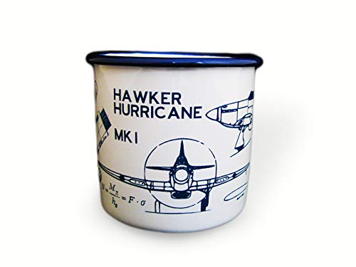 Avión Avión Avión Hawker Hurricane Militar Blanco Azul Esmalte Taza OK Goods (1)