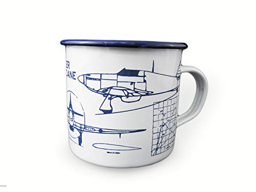 Avión Avión Avión Hawker Hurricane Militar Blanco Azul Esmalte Taza OK Goods (1)