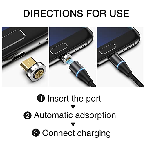 AVIWIS Magnético Cable Micro USB [2Pezzi 2M] Cable Micro USB Magnetic de Carga Rápido y Sincronización de Datos Cargador iman Compatible with Samsung Galaxy S7/ S6/ J7, Huawei, LG, Kindle