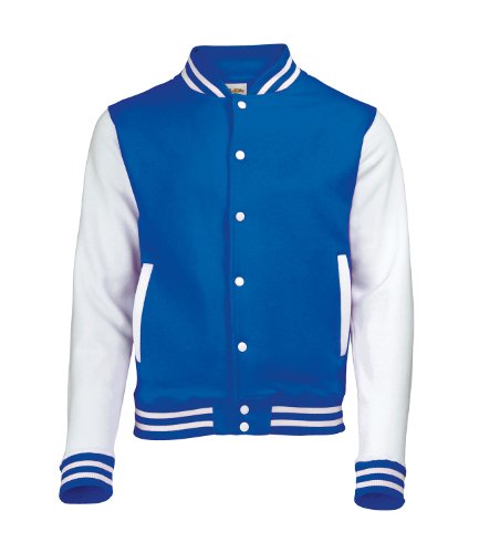 Awdis - Sudadera Modelo Varsity/Equipo Universitario (Mediana (M)/Azul royal/ Blanco)