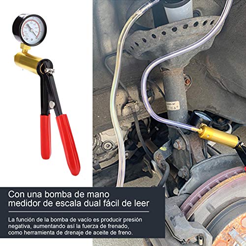 Awsuc Equipo de Purga de Frenos de Freno de probador de Bomba de vacío con medidor de vacío, Adaptador para Diagnóstico de Motocicleta Coche Moto