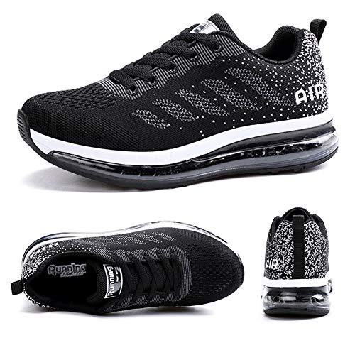 Axcone Zapatillas Hombres Mujer Deporte Running Zapatos para Correr Gimnasio Sneakers Deportivas Padel Transpirables Casual 833 BK 42EU