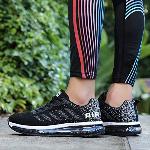 Axcone Zapatillas Hombres Mujer Deporte Running Zapatos para Correr Gimnasio Sneakers Deportivas Padel Transpirables Casual 833 BK 42EU