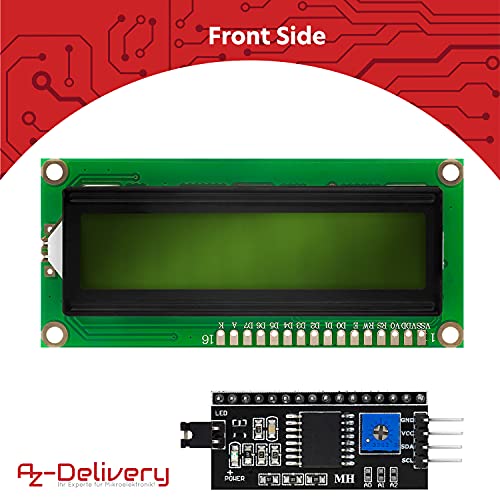 AZDelivery 3 x HD44780 16x2 Modulo LCD Display Bundle con Interfaz I2C 2x16 Caracteres Compatible con Arduino con E-Book Incluido! (con Fondo Verde y Caracteres Negros)