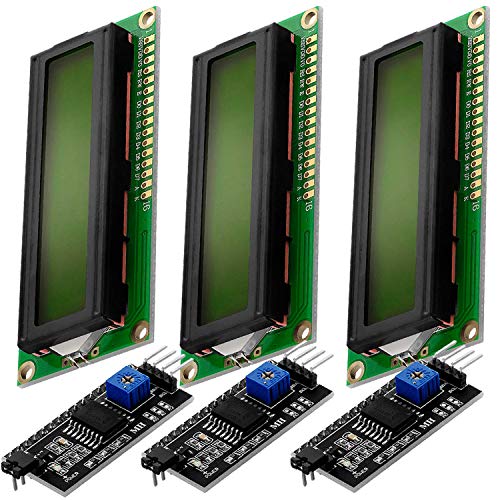 AZDelivery 3 x HD44780 16x2 Modulo LCD Display Bundle con Interfaz I2C 2x16 Caracteres Compatible con Arduino con E-Book Incluido! (con Fondo Verde y Caracteres Negros)