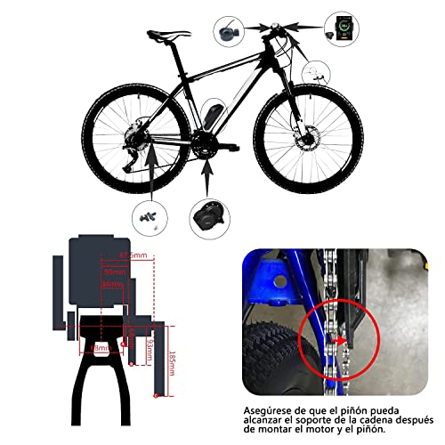 Bafang Bicicleta eléctrica Motor Central BBS02B Kit de conversión 48V 500W Motor Central con batería 48V 13/16 / 17.5 / 20Ah (Opcional) 48V500W-850C-46T-48V 20AH