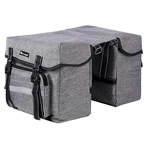 BAIGIO Alforjas para Portaequipajes de Bicicleta, Bolsas Alforjas Traseras para Bicicletas MTB Bicicleta Carretera Bolsas Sillines Bolsa de Ciclismo con Doble Bolsa Lateral para Asiento Trasero (Gris)