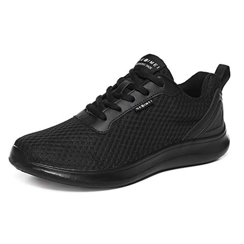 BaiMoJia Zapatillas Deportivas Hombre Zapatos Running Bambas Deporte Ligeras Verano Casual Todo Negro 45 EU