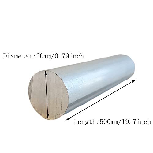 BAIWANLIN Varilla de Aluminio sólida 6061 Barra Torno Redonda Varilla aleación,Herramienta Laboratorio Electrónica Decoración Longitud500mm,20mm