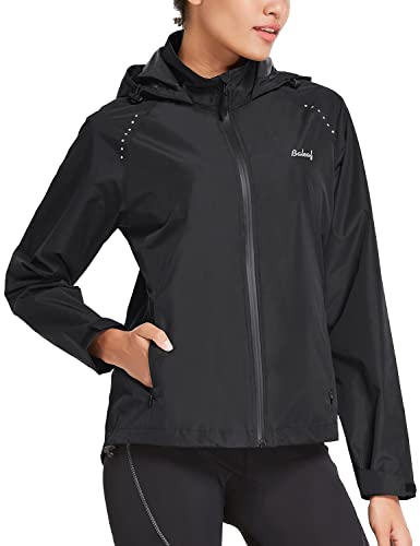 BALEAF Mujeres Ciclismo Running Chaquetas Reflectantes Chubasquero Impermeable Ciclismo con Capucha