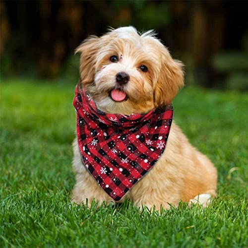 Bandanas para Perros, 3 Piezas de Babero Triangular de algodón a Cuadros, Bandana navideña para Perros pequeños, medianos y Grandes, Gatos, Mascotas (Rojo, Naranja, Verde)