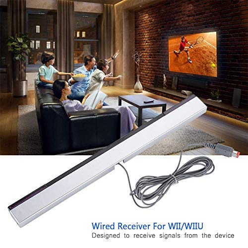 Barra Sensor Inalambrica para Wii/WIIU, Movimiento de Rayos Infrarrojos Infrarrojos con Cable Barra de Sensor con Cable Incluye un Soporte Fácil de Montar el Receptor por Encima o Debajo