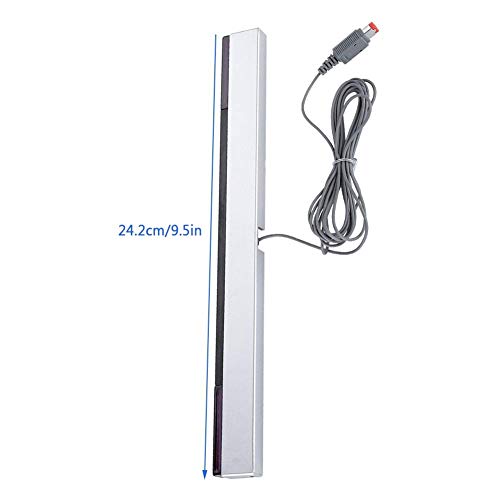 Barra Sensor Inalambrica para Wii/WIIU, Movimiento de Rayos Infrarrojos Infrarrojos con Cable Barra de Sensor con Cable Incluye un Soporte Fácil de Montar el Receptor por Encima o Debajo