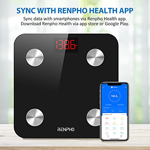 Báscula Grasa Corporal Bluetooth RENPHO con 13 Funciones, Báscula de Baño Digital con App, Báscula Inteligente y Monitor de Composición Corporal con Medición de Metabolismo Basal e IMC