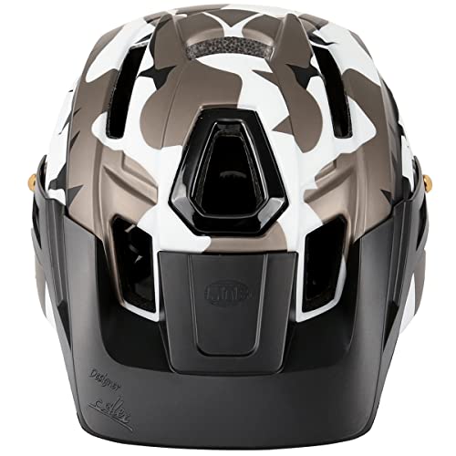 BAT FOX Casco de Bicicleta de montaña para Adultos Casco Ligero de Ciclismo MTB con dial de Ajuste Luz Trasera Casco de Bicicleta (Blanco Titanio, Adulto (58-61 CM))