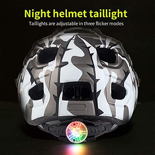 BAT FOX Casco de Bicicleta de montaña para Adultos Casco Ligero de Ciclismo MTB con dial de Ajuste Luz Trasera Casco de Bicicleta (Blanco Titanio, Adulto (58-61 CM))