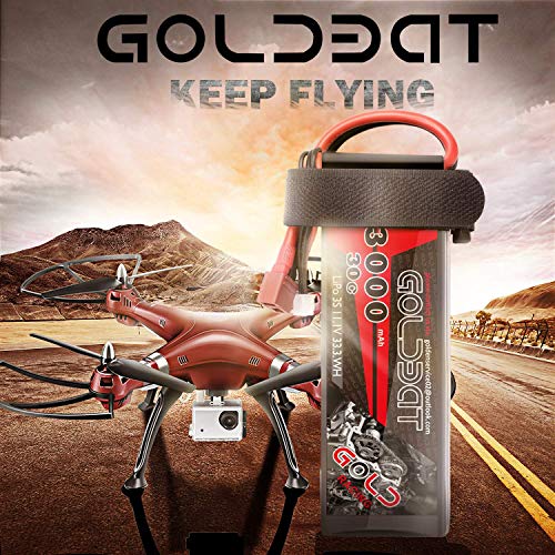 Batería GOLDBAT RC 3000 mAh 11,1 V 3S 30C Paquete de baterías LiPo con Conector Dean T Extra XT60 para Coche RC, Barco, camión, quadcopte, Modelo de avión, Edificio FPV, Drone Apex, etc