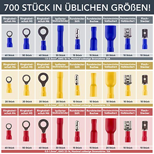 BAURIX® Crimpadora incluye 700 unidades de terminales de cable, alicates para terminales de 0,50 – 6,00 mm², terminales de cable, alicates, crimpadora, crimpadora, crimpadora