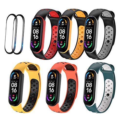 BDIG [6+2] Pulsera Mi Band 6 Correas Compatible para Xiaomi Mi Band 5 & Amazfit Band 5, Colorido Suave Silicona Reloj Recambio Brazalete Impermeable Correa para Mi Band 5/MiBand 6/Amazfit Band 5