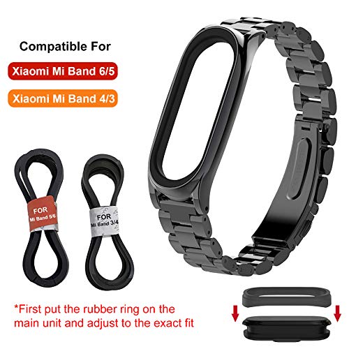 BDIG Correa Compatible Mi Band 5 & Mi Band 6 Correas Metal, Pulsera de Acero Inoxidable Agradable para MiBand 6/5 Correa (No Host), Negro