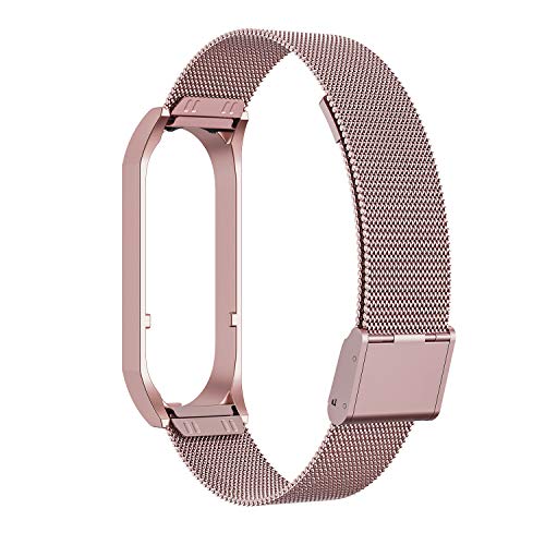 BDIG Correa Compatible para Xiaomi Mi Band 6 Correas Metal Mi Band 5, Pulsera de Acero Inoxidable Agradable para Mi Band 6 & Mi Band 5 Correa(No Host)(Melan Rosa)