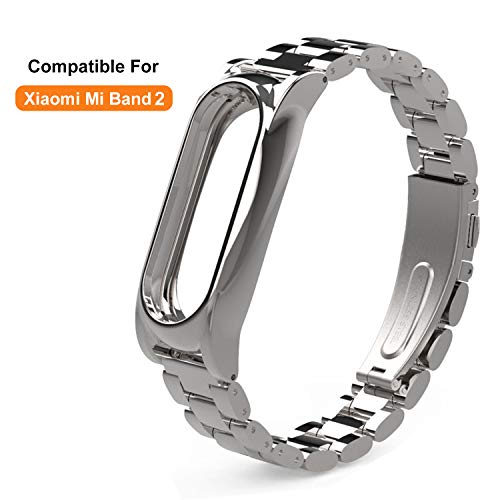 BDIG Correa de Repuesto Compatible para Pulsera Inteligente Xiaomi Mi Band 2, Pulsera de Acero Inoxidable Agradable para Xiaomi Mi Band 2