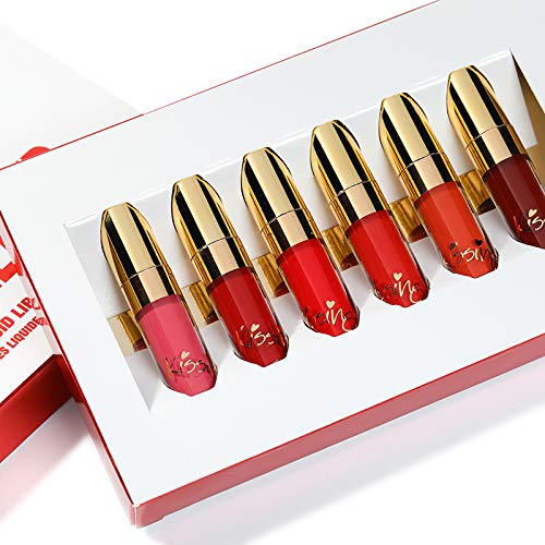 Beauty Glazed Lápiz labial líquido mate Set 6 colores Niebla Lápices labiales duraderos impermeables Copa antiadherente Brillo labial Pigmentos intensos Set de lápiz labial líquido vegano sin crueldad