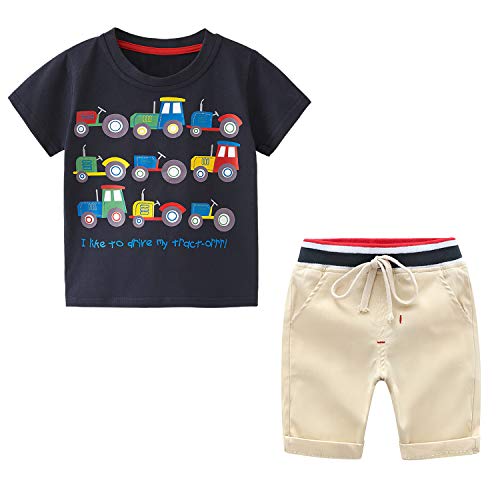 Bebé Niño Conjunto de Camisetas Manga Corta y Pantalones Cortos Verano Algodón Chicos Blusa Tops 2 Piezas
